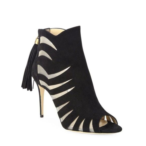 Black Paul Andrew 'Hanaa 90' Suede Cutout Booties - 36 - Picture 3 of 10